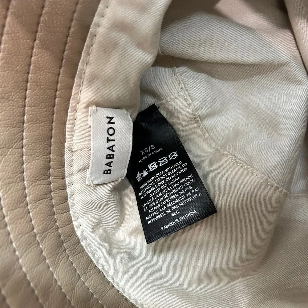 Aritzia Babaton Sandra Bucket Hat Vegan Leather Faux Leather Brown Tan XS/S
